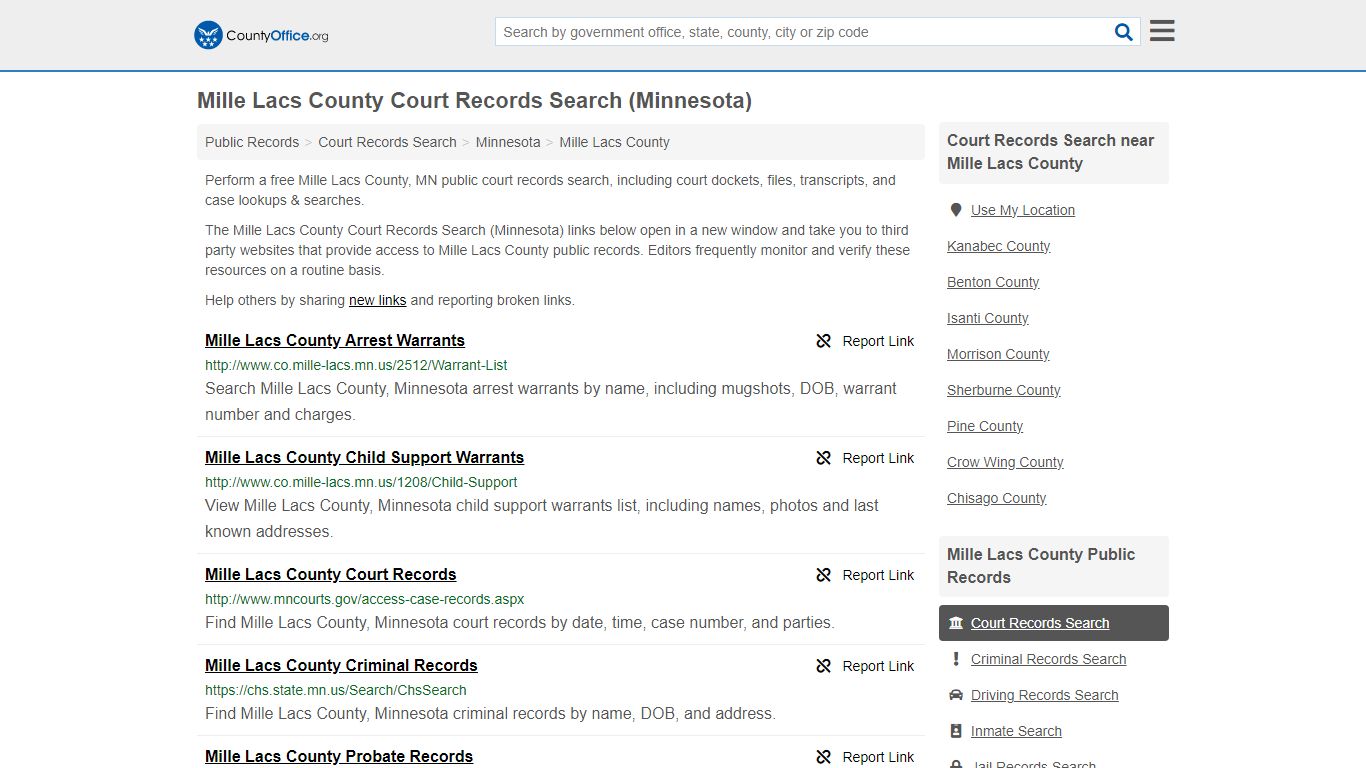 Mille Lacs County Court Records Search (Minnesota) - County Office