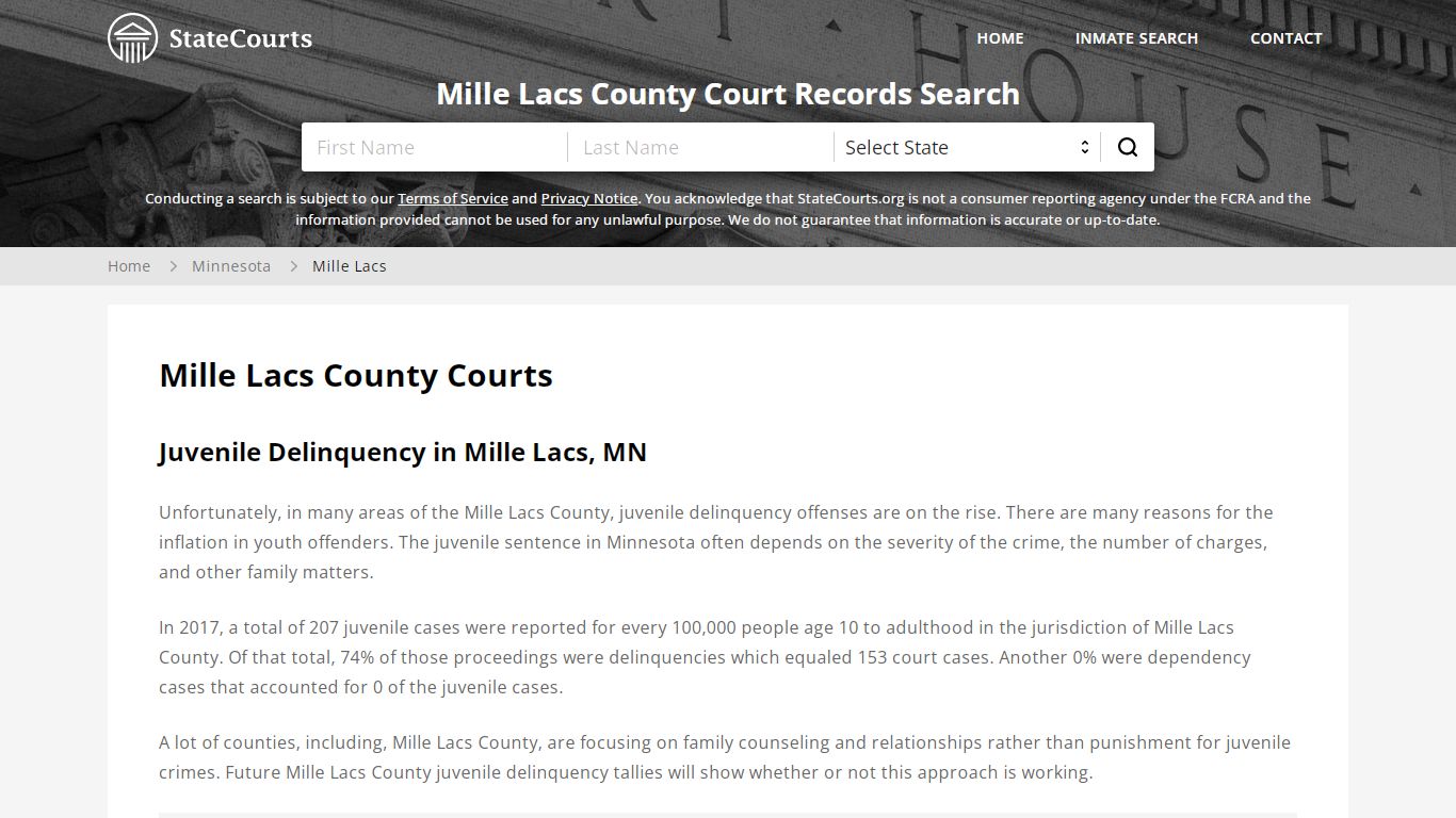 Mille Lacs County, MN Courts - Records & Cases - StateCourts